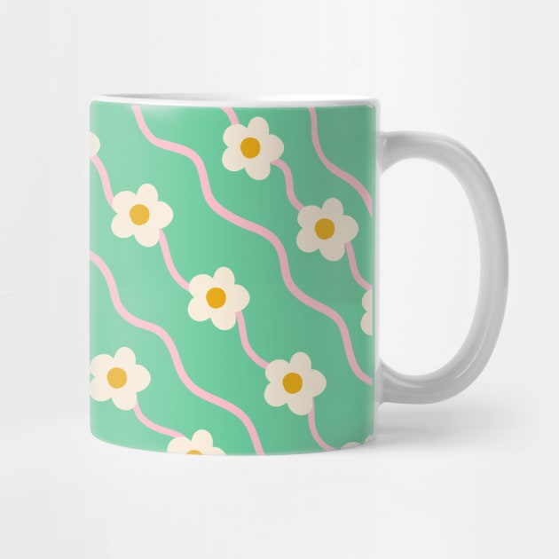 Wavy ditsy floral pattern in green by Natalisa